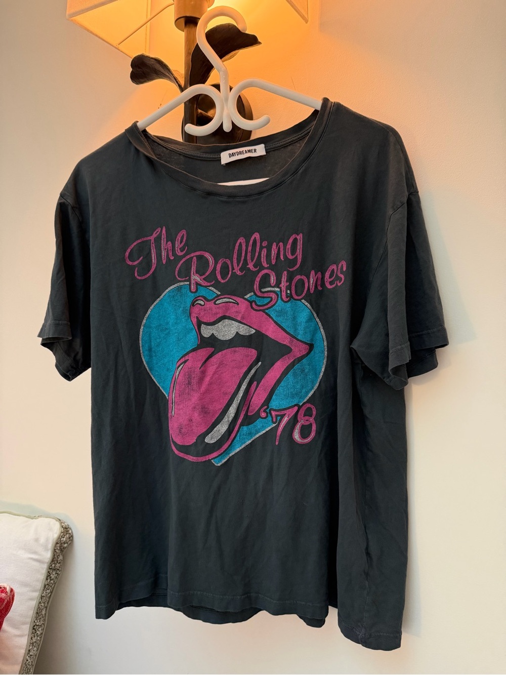 DAYDREAMER Rolling Stones Graphic Tee - Black with Pink & Blue Logo